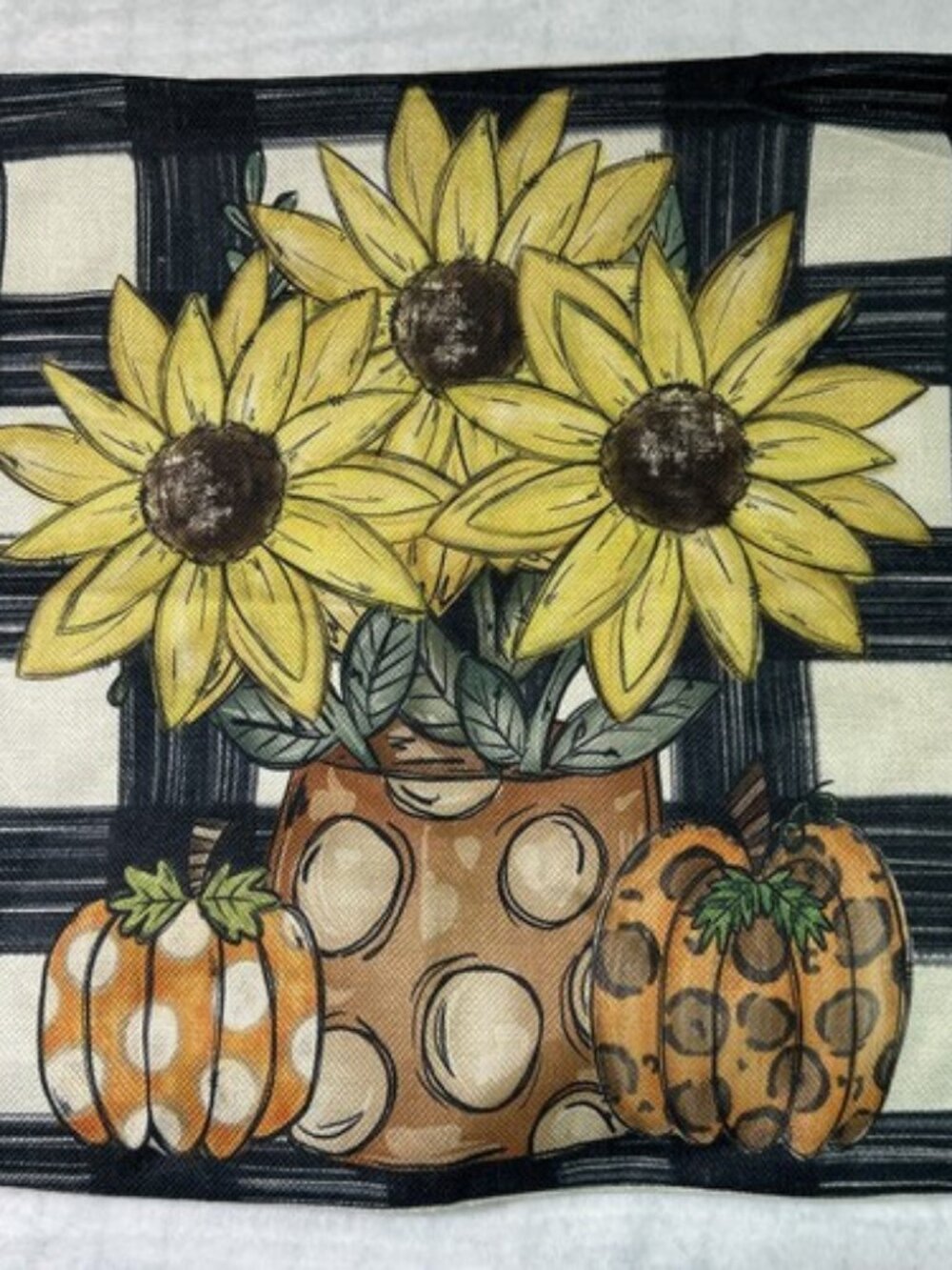Fall Pumpkin Throw Pillow COVER (Only) 18"x18" Decorative Autumn Sunflowers